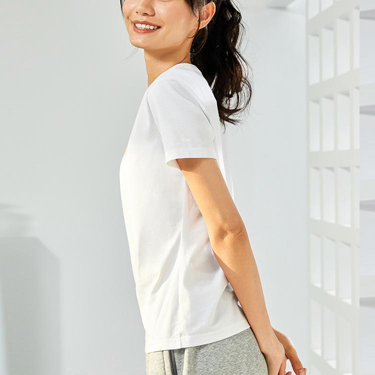 Li Ning Gradient Logo Print Round Neck Short Sleeve T-Shirt Women Tops White AHSR548-1
