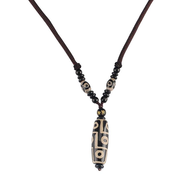 1PC Portable Natural Tibet Bead Good Luck Gift Versatile Nine Eye Tibet Dzi Pendant Choker Nacklace