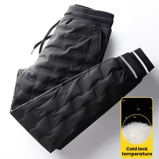 Autumn Winter Down Pants Elastic Waist Drawstring Solid Color Thickened Warm Pants Windproof Snow Warm Cotton Pants