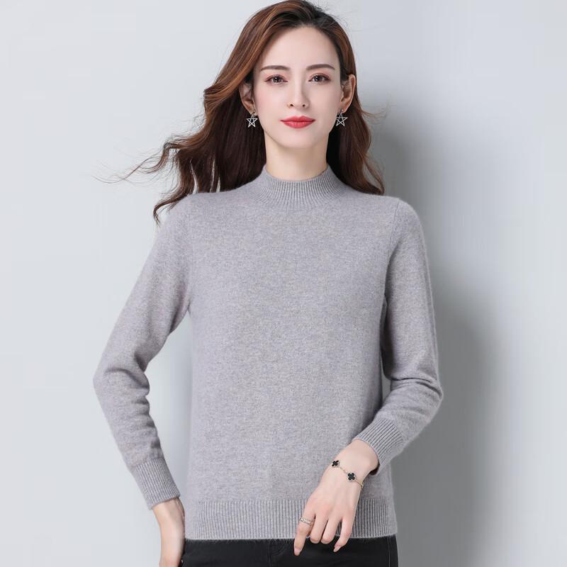Women's Semi-High Neck Solid Color Loose Knit Sweater