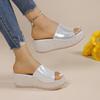 New Slope Heel Outer Wear Cross-border European and American Fashion Casual Thick Bottom Foreign Trade Large Size Sequined Cool Slippers Women