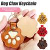 Faux Leather Pet Hair Keychain Dog Cat Claw Shape Souvenir Keyring Easy To Use Pet Loss Memorial Keychain