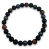 [R2147] - Designer Bracelet 'Minéralia' Tiger's Eye - Hematite - Obsidian - 8 Mm