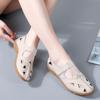 Women's Summer Genuine Leather Moccasins: Casual Sandals with Hollow Design - Perfect for Moms and Nurses