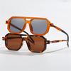 Vintage Square Women Sunglasses for Men Fashion  Retro Double Bridge Male Sun Glasses Eyewear Trendy Brand Design Shades