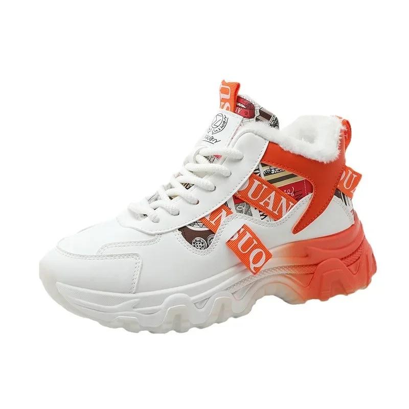 2025 Spring Women Casual Sneakers Hot Sale High Quality Warm Thickness Cotton Shoes Female High Top Ankle Boot Versatile Zapatos