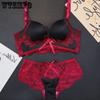 2-piece Set Embroidered Palace Lace Bra Thicken Women Lingerie Set Bra Sexy Lace Underwear Bralette Set Panties