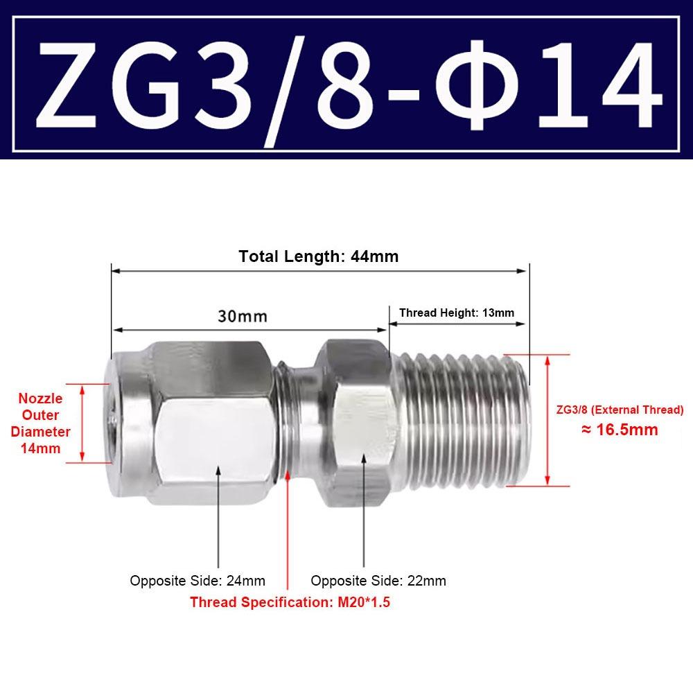 1Pcs Stainless Steel Quick Fitting 304 SS Metric ZG Pipe Fitting Tube Connector for Oil Water Gas
