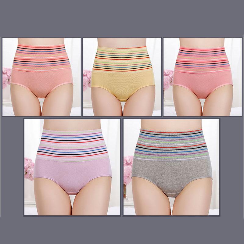 5PCS Women's High Waist Abdominal Panties Postpartum Shaping Sexy Buttocks Large Size Briefs