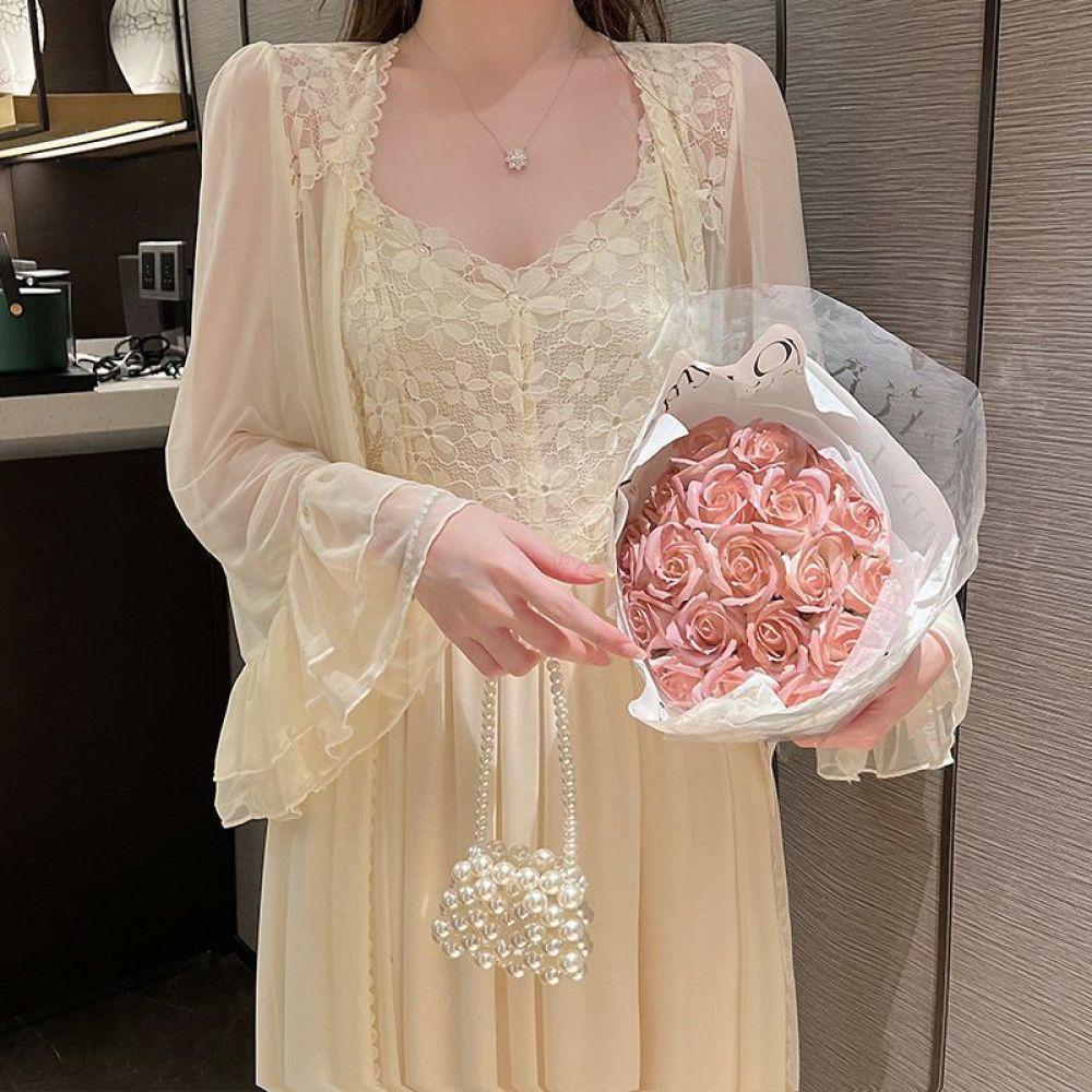 Women's Mesh Pajamas Sexy Fairy Suspender Skirt Nightgown Two-piece Set