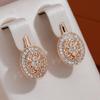 Sparkling Zircon Earrings Golden Vintage Texture Women Luxury Earrings Ethnic Wedding Party Jewelry