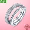 Sale 925 Sterling Silver Triple Band Pav éSnake Chain Pattern Ring For Women Fine Jewelry Wedding Engagement Jewelry Gift