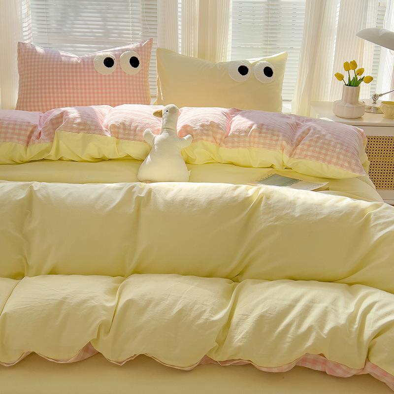 Bedding Pure Cotton Four-piece Set, Quilt Cover, Quilt Cover, Bed Sheet, Human Dormitory Three-piece Set