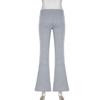 Women Flared Pants Elastic High Waist Solid Color Casual Trousers Basic Style Slim Fit Long Pants