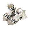 Fashion Sandals, Summer 2024, Platform Muffins, Soft Soles, Roman Leopard Print, High Heels, Large Women's Shoes