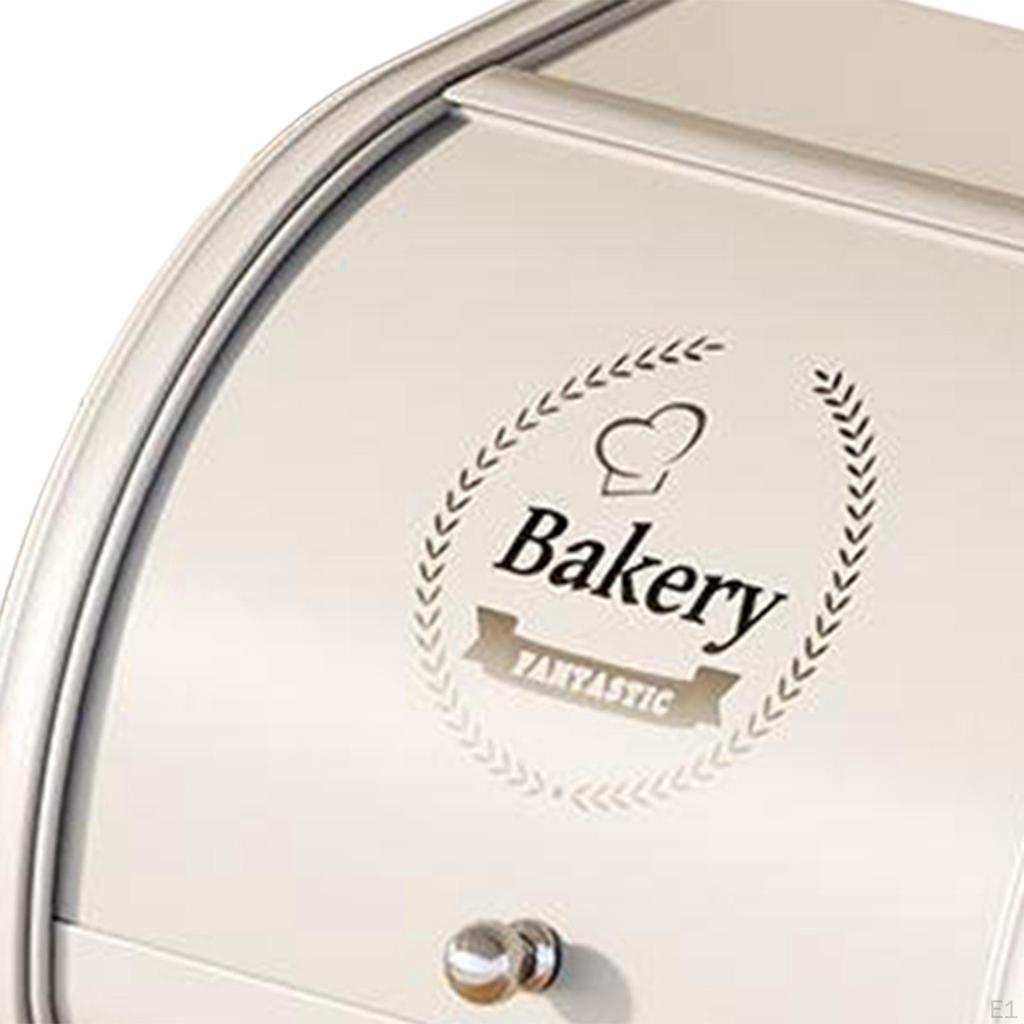 Bread Box Bin with Roll Lid Holder Snack Cosmetics Dustproof Iron Kitchen for