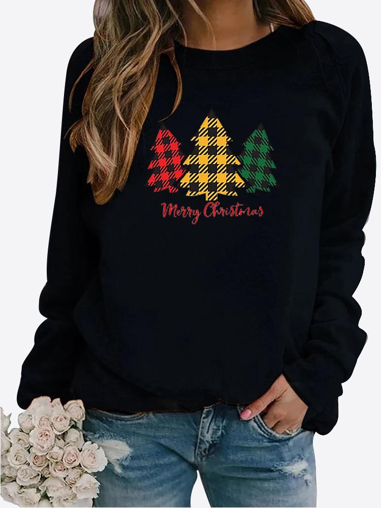 Women Winter Clothing Christmas Printed Casual Sweatshirt Long Sleeve Tops T-shirt Ladies Round Neck Pullover Sweater