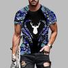 New Summer Men's Fashion T-shirt Personality Milu Deer Printed Men's T-shirt Top