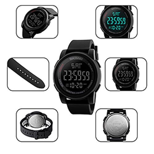 Timever Men's Waterproof Digital Wristwatch with Multi-Function, Stopwatch, Alarm, and LED Display, Large, Easy-to-Read Display, Includes Japanese Ins