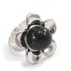 [J8035] - Designer Ring 'Flora' Black Silver