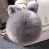 Cute Fluffy Rabbit Ear Fur Ball Key Chain Rings Pendant Lovely Pompom Artificial Rabbit Fur Keychain