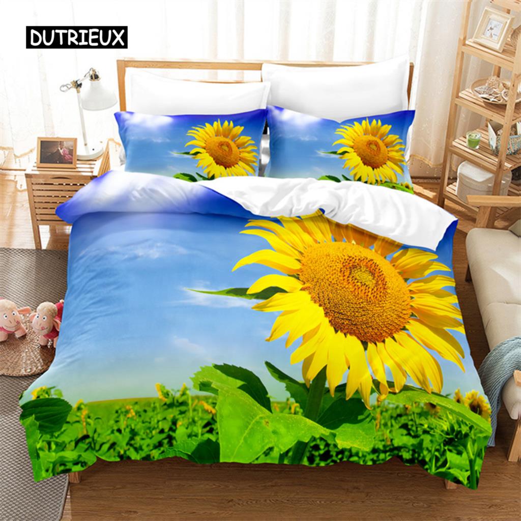 Sunflower Queen Bedding Set Duvet Cover Set Bedding Digital Printing Bed Linen King Size Duvet Cover Set Bedding Set