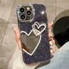 Luxury Fashion Electroplated Diamond Love Heart Mirror Phone Case For iPhone 15 14 13 12 Pro Max Shockproof Cover