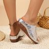 Women's Snakeskin Pattern Sandals Platform Slip On Soft Sole Casual Seaside Slides Low Wedge Vacation Slides
