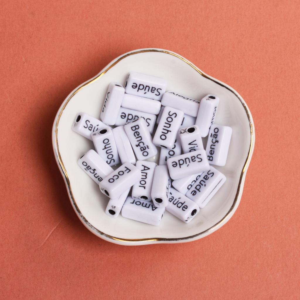 Bracelets French Words Rectangle 10PCS 14.5*7.5mm Acrylic Jewelry Making Accessories DIY Handmade Crafted Material Loose Spacer Beads Necklace