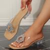 Fashion Women Sandals Shining Rhinestones High Heels Sandals Women Summer Transparent Heeled Banquet Shoes Woman Fashion Outdoor Shoes