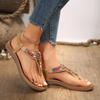 Bohemian Style Flat Sandals for Women Clip Toe Gladiator Sandals Woman Retro Summer Casual Beach Shoes Anti Slip Flip Flops