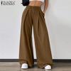 Women Commuting Casual Solid Color Loose Wide Leg Pants