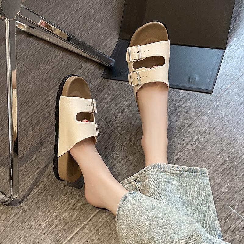 Adjustable Thick-soled Sandals for Women French Style Outdoor Spring and Summer Fashion Soft-soled Beach Shoes Seaside Sandals