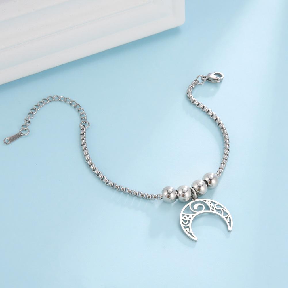 Stainless Steel Cuff Bracelet Women Silver Color Bangle Bracelets Jewelry Wiccan/Pagan Necklaces and Bracelets with Moon Phase