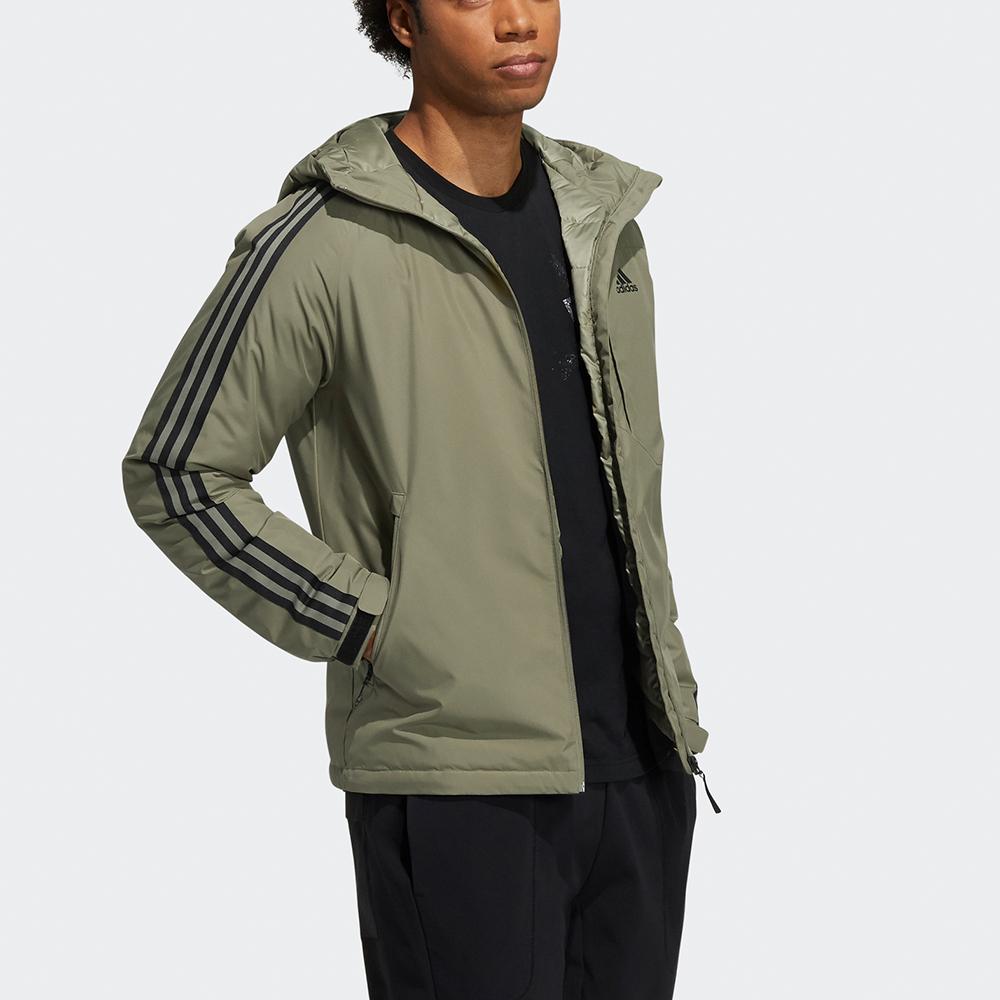 Adidas 3St Down Jacket Outdoor Sports Hooded With Down Winter Men Outerwear Army-Green H23083