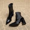 Autumn Womnen's High Heel Ankle Boots New Winter Plus Velvet Pointed Toe Chunky Heel Chelsea Boots for Women Heeled Sheos Dress