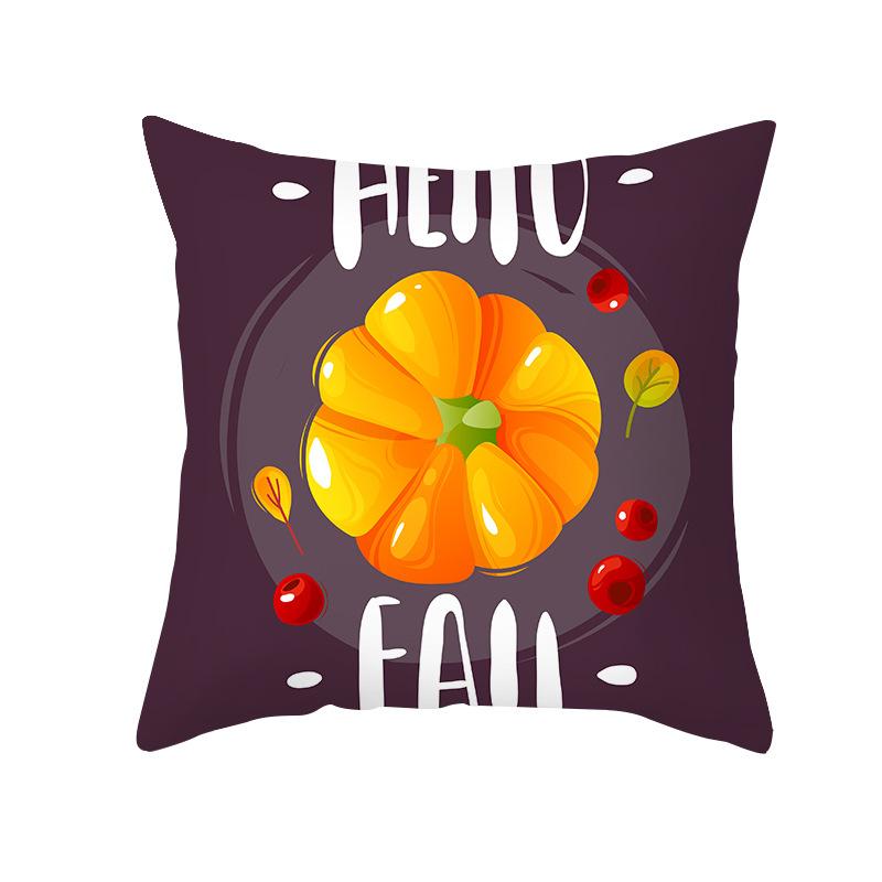 Autumn Harvest Thanksgiving Cushion Cover New Arrival Turkey Pumpkin Peach Skin Printed Cushion