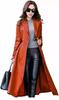 Orange Lambskin Handmade Long Party Stylish Trench Coat Leather Genuine New Women