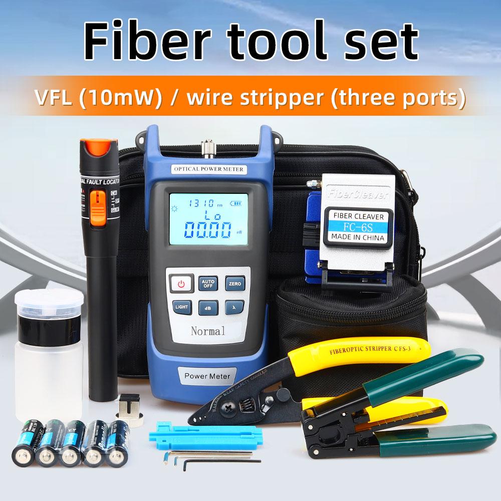 Optical Fiber Tool Set Fiber Cleaver Set Cold Cutting Tool Set with Optical Power Meter Red