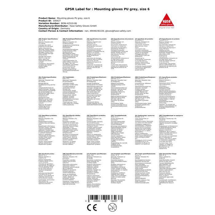 Gants de Montage PU Gris Taille 6, Gants de Travail Précision