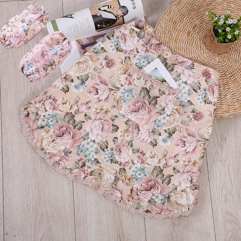 Half-length Short Floral Aprons Women Household Kitchen Cooking Antifouling Apron Restaurant Florist Coffee Shop Overalls Pocket