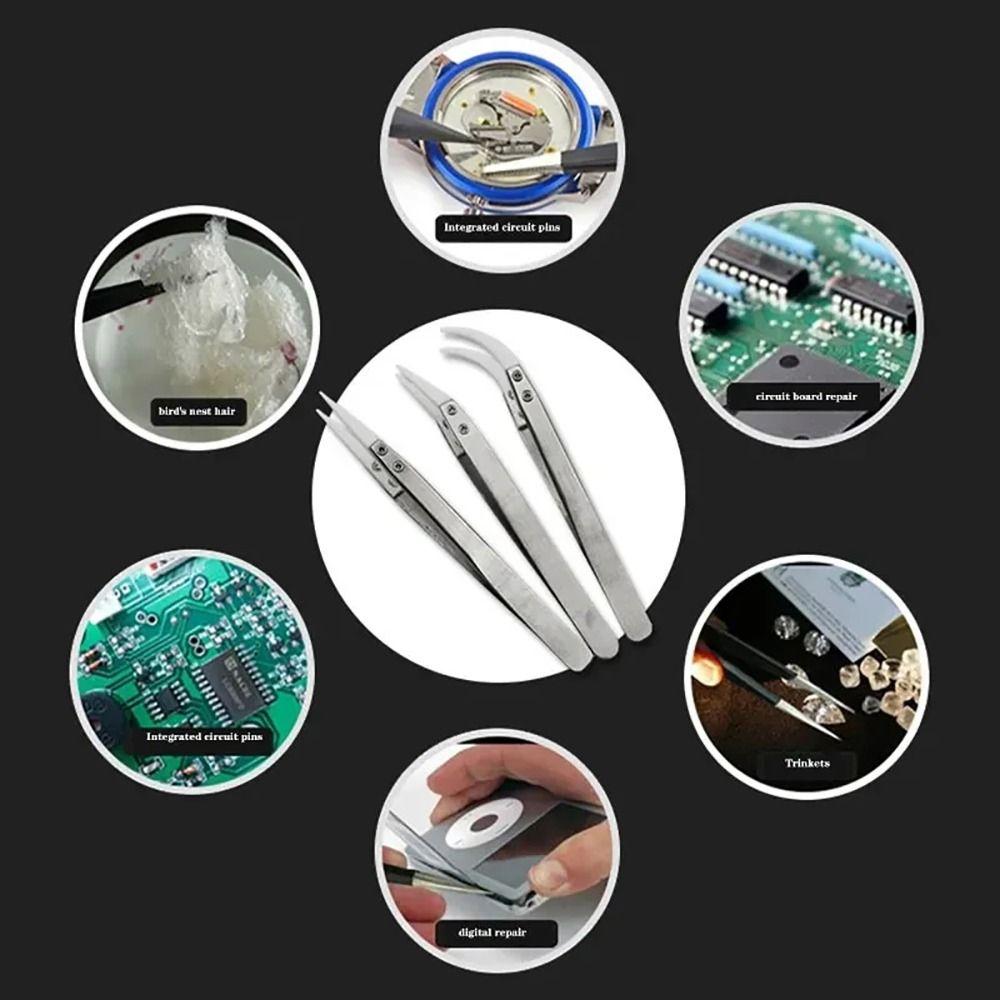 1Pcs Acid Resistant Ceramic Tweezer Reverse Insulation Tweezer Electronic Soldering Tweezers