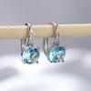 7mm Round Cut White Blue Purple Green Crystal Hook Earrings Birthstone CZ Dangle Earrings