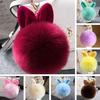 Popular Pompon Fluffy  Imitation Fourrure Porte Clef Pompom Rabbit Ear Fur Ball Key Chain Rings