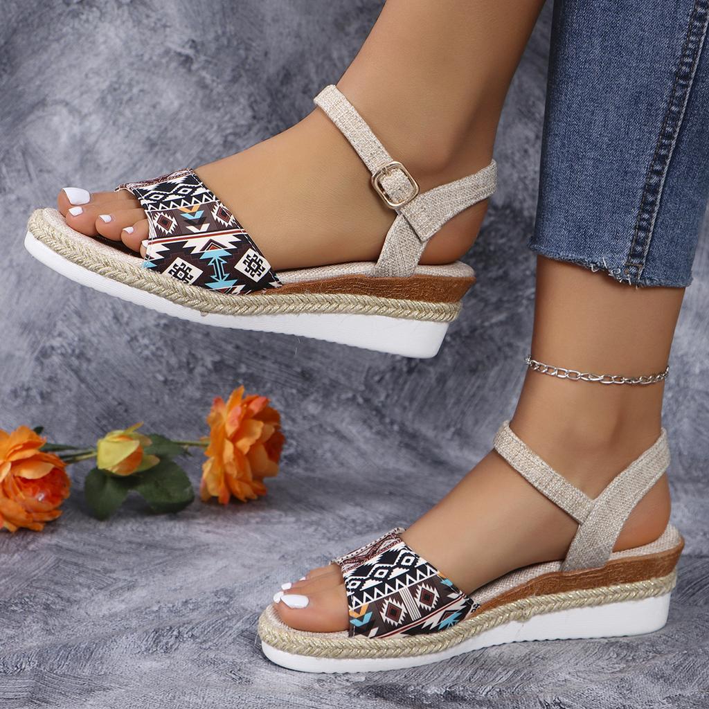Fashion Women Fashion Platform Sandals 2024 Summer Peep Toe Wedges Gladiator Sandals Woman Non Slip Thick Soled Beach Shoes 36-43