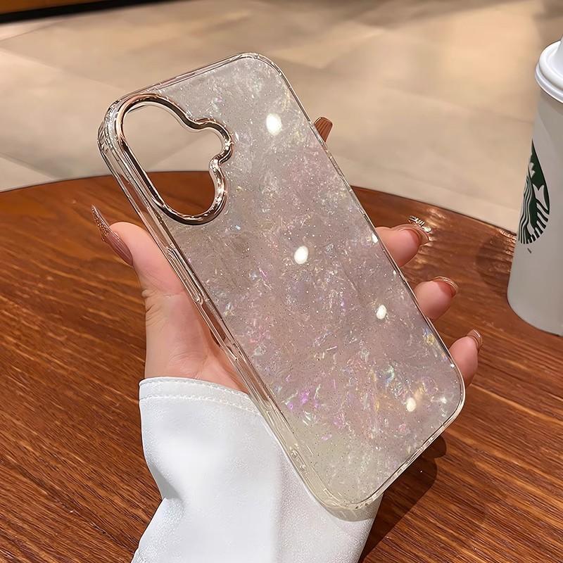 Suitable for IPhone 16 Dreamy Glitter Pink Shell Pattern Phone Case Apple 16 Pro Max Anti Drop Premium Phone Case