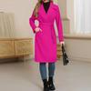 Women's Casual Fashion Solid Color Long-sleeved V-neck Tie Long Woolen Coat
