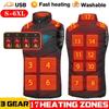 Men USB Infrared 17 Heating Areas Vest Jacket Men Winter Electric Heated Vest Waistcoat For Sports Hiking