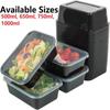 5Pcs/set Black Disposable Food Containers Plastic Lunch Box Useful Take Out Box
