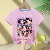 Футболки для девочек, детская футболка с мультяшным принтом, модный повседневный топ с круглым вырезом, мультяшная футболка для девочки, повседневная одежда для девочки